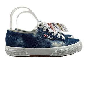 Superga Shoes Womens 6.5 Blue Tie Dye Effect Denim Sneakers Lace Up S00FLA0